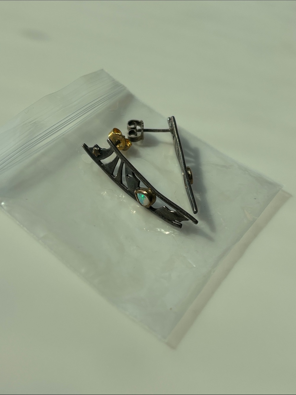 Artsy Sterling Silver Opal Teardrop Earrings